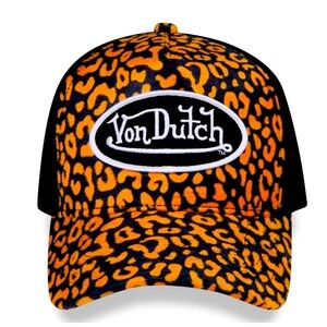 Von Dutch Orange Cheetah Trucker Hat NWT